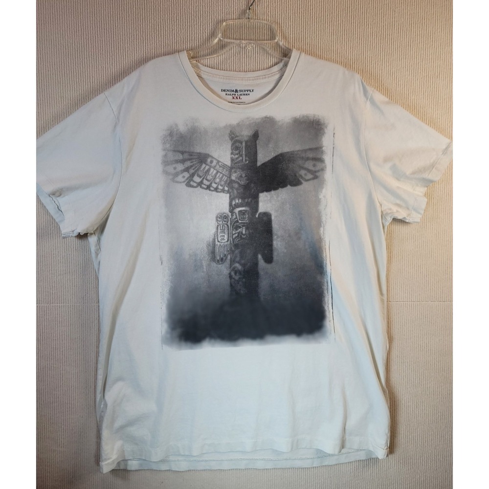 Denim & Supply Ralph Lauren Mens XXL T-Shirt Totem Pole Graphic Blue White
